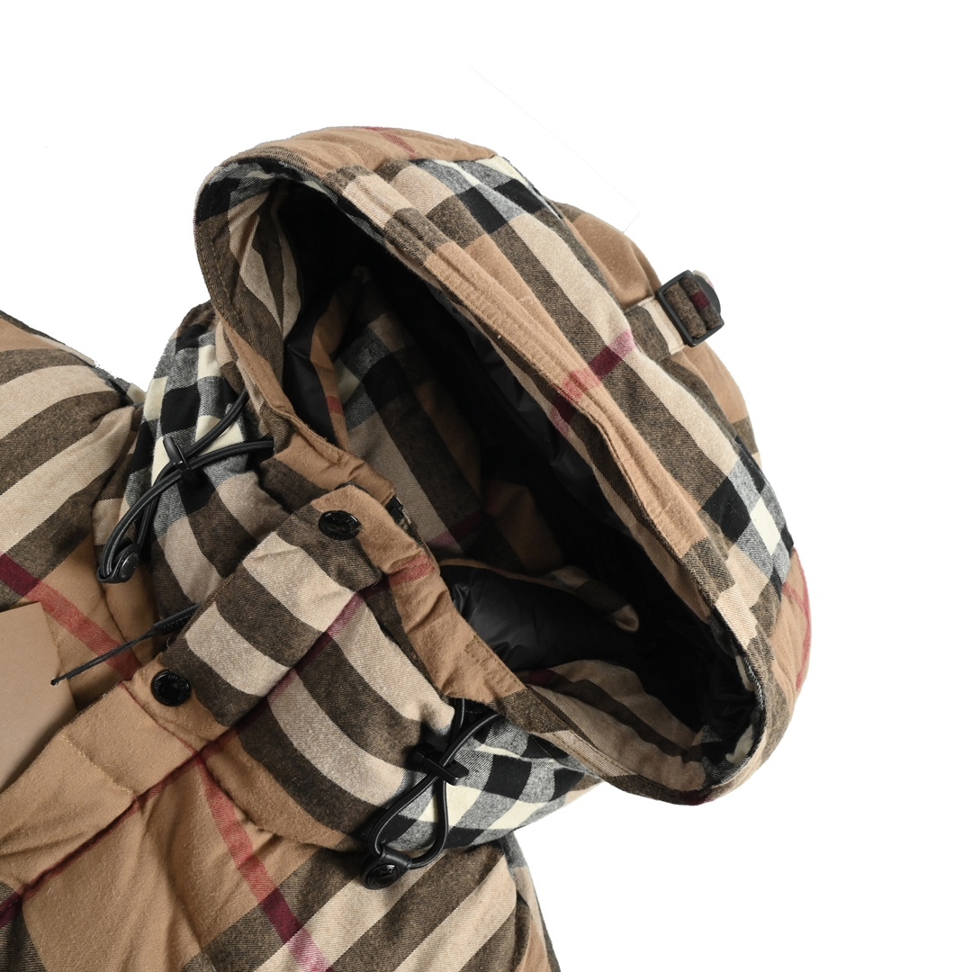 Double-sided checkered pattern puffer jacket