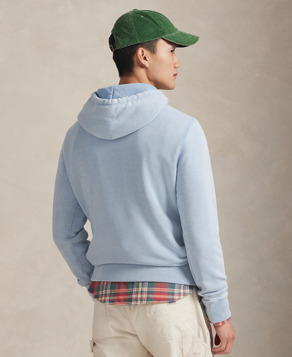 Men's Bear Garment-Dyed Fleece Hoodie Sweatshirt