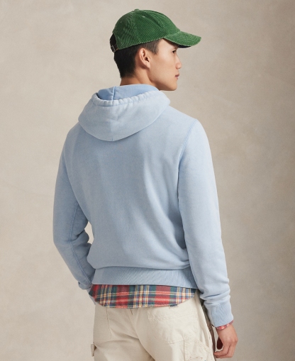 Men's Bear Garment-Dyed Fleece Hoodie Sweatshirt