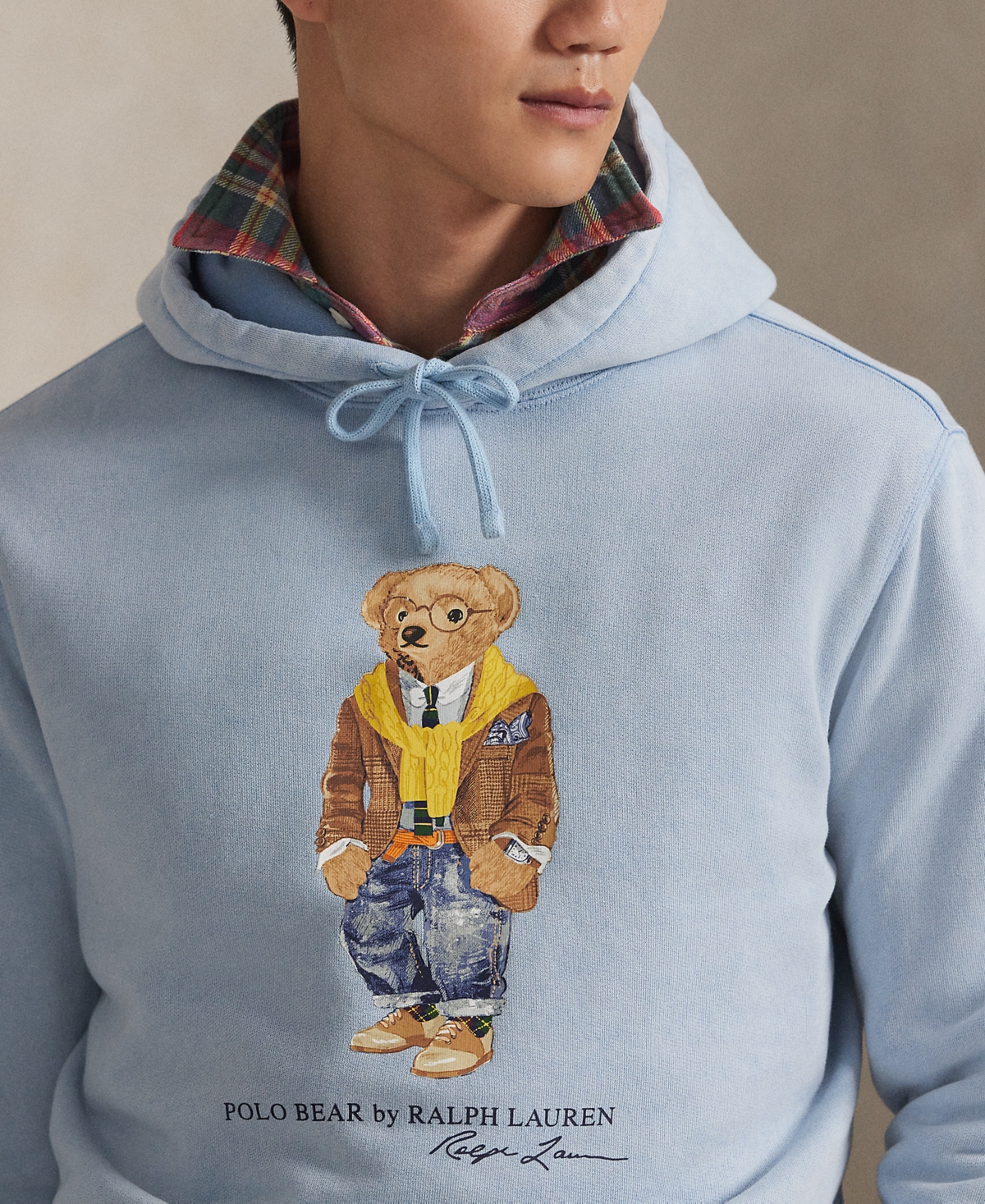 Men's Bear Garment-Dyed Fleece Hoodie Sweatshirt
