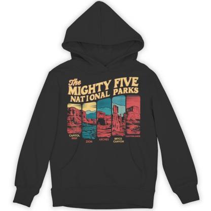 Mighty Five Big 5 National Parks Hiking Camping Vintage Utah Hoodie