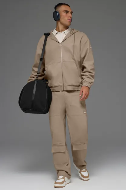 Cotton canvas full-zip hoodie