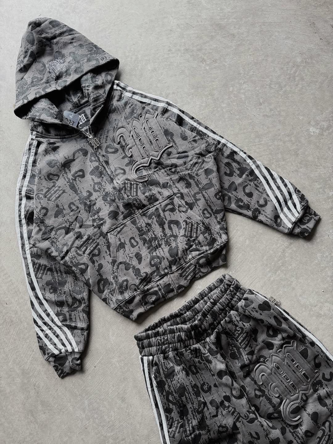 "CEMENT"LEOPARD HOODIE SUIT