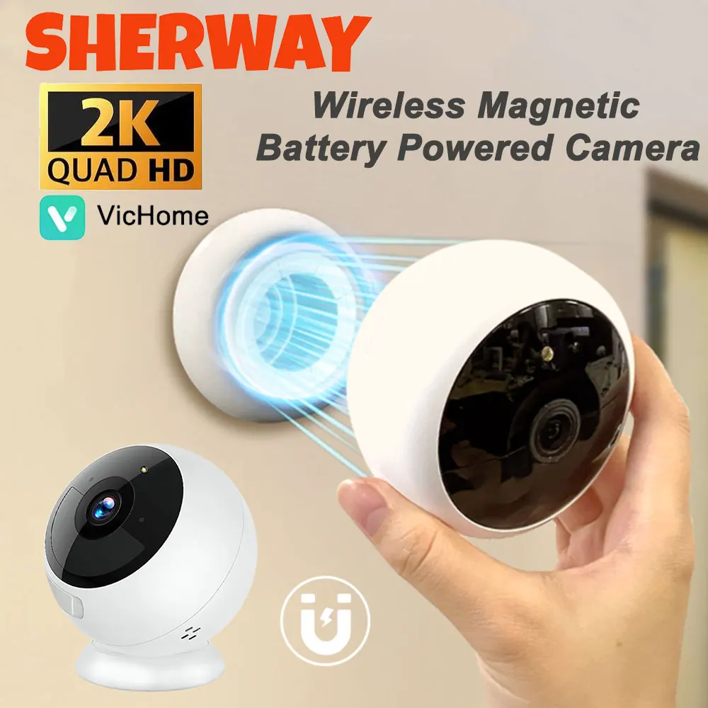 2K 5MP Wifi Home Security Camera Wireless Outdoor Magnetic Battery Powered Camera Surveillance AI Motion Detection Indoor HD Cam