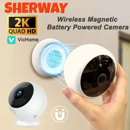 2K 5MP Wifi Home Security Camera Wireless Outdoor Magnetic Battery Powered Camera Surveillance AI Motion Detection Indoor HD Cam