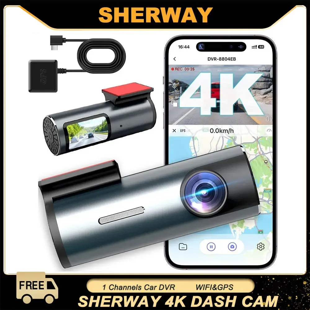 4K Dash Cam Auto Dashcam Mini Front GPS Car Camera G-Sensor WiFi WDR Night Vision 24H Parking Monitor Car DVR Video Recording