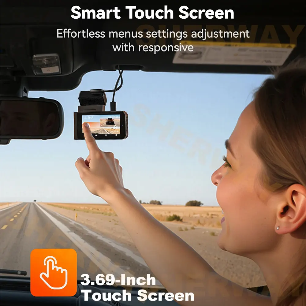 Dash Cam 4k+2K Front Rear Car Camera 4" Touch Screen Car DVR Camera Built-in GPS WiFi 24H Parking Monitor Night Vision Black Box