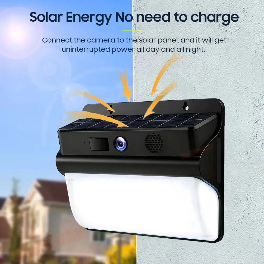 2K Solar Security Camera Tuya Smart Wifi Outdoor Wireless Battery Floodlight Camera 5MP Color Night Vision CCTV PIR Surveillance