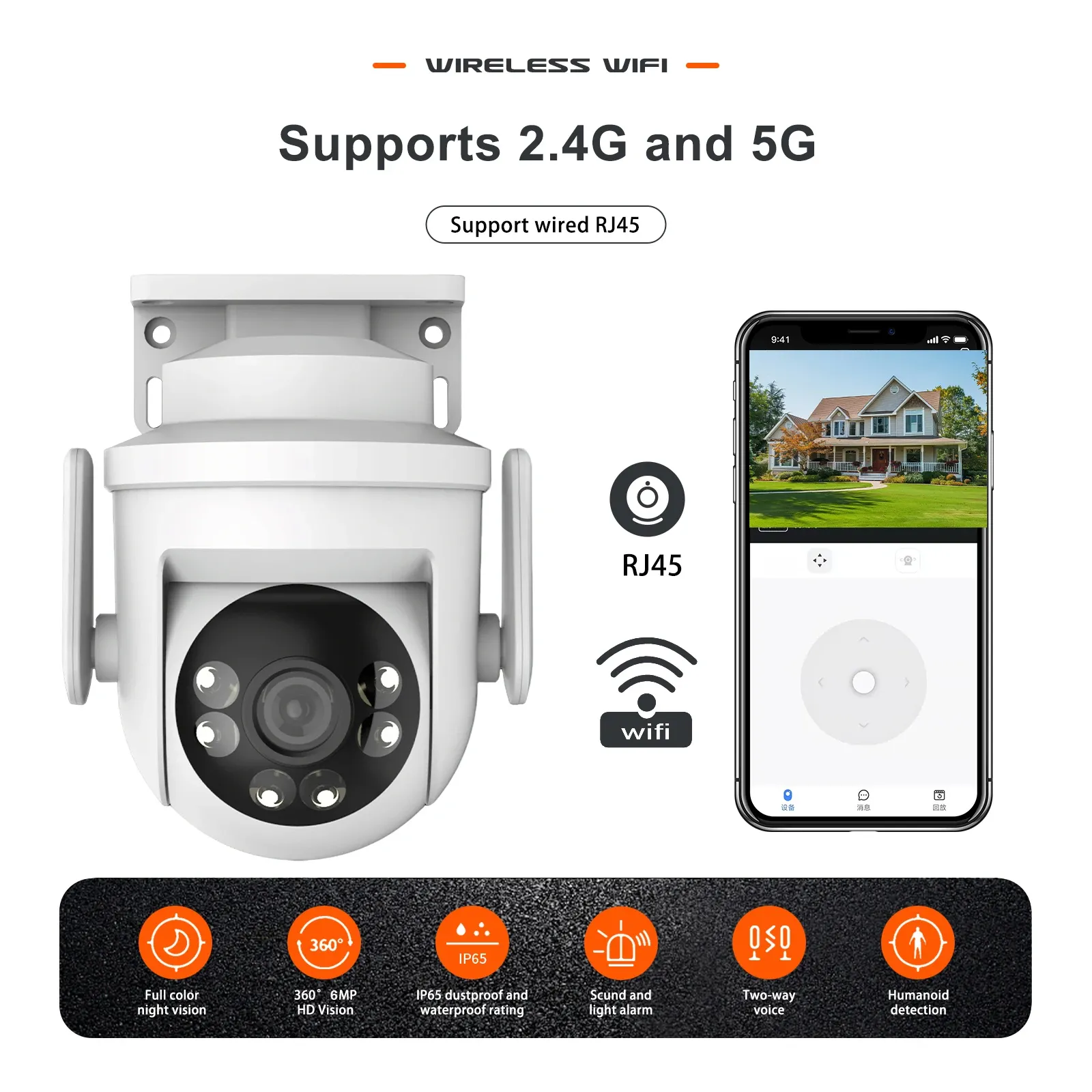 Tuya 2K 6MP WIFI Security Camera Outdoor 5G Wifi PTZ IP Home Cam CCTV Surveillance AI Tracking Baby Monitor Support Alexa/Goggle