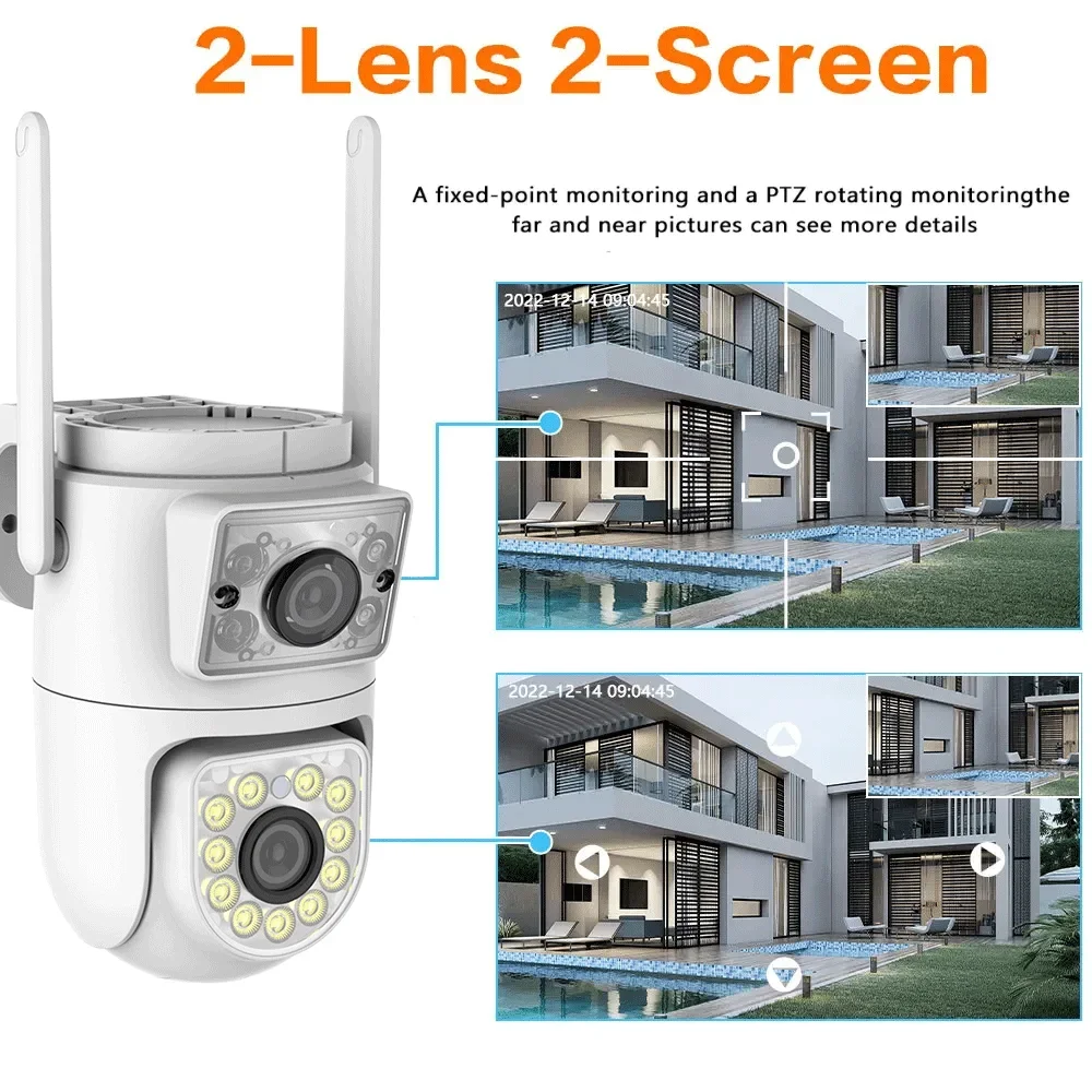 10MP Dual Lens 5G Wifi Tuya Camera PTZ Outdoor 4K Dual Screen Security Protection IP Camera IR Night Vision Video Surveillance