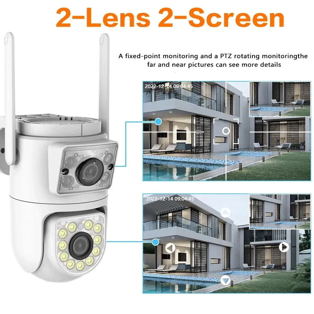 10MP Dual Lens 5G Wifi Tuya Camera PTZ Outdoor 4K Dual Screen Security Protection IP Camera IR Night Vision Video Surveillance