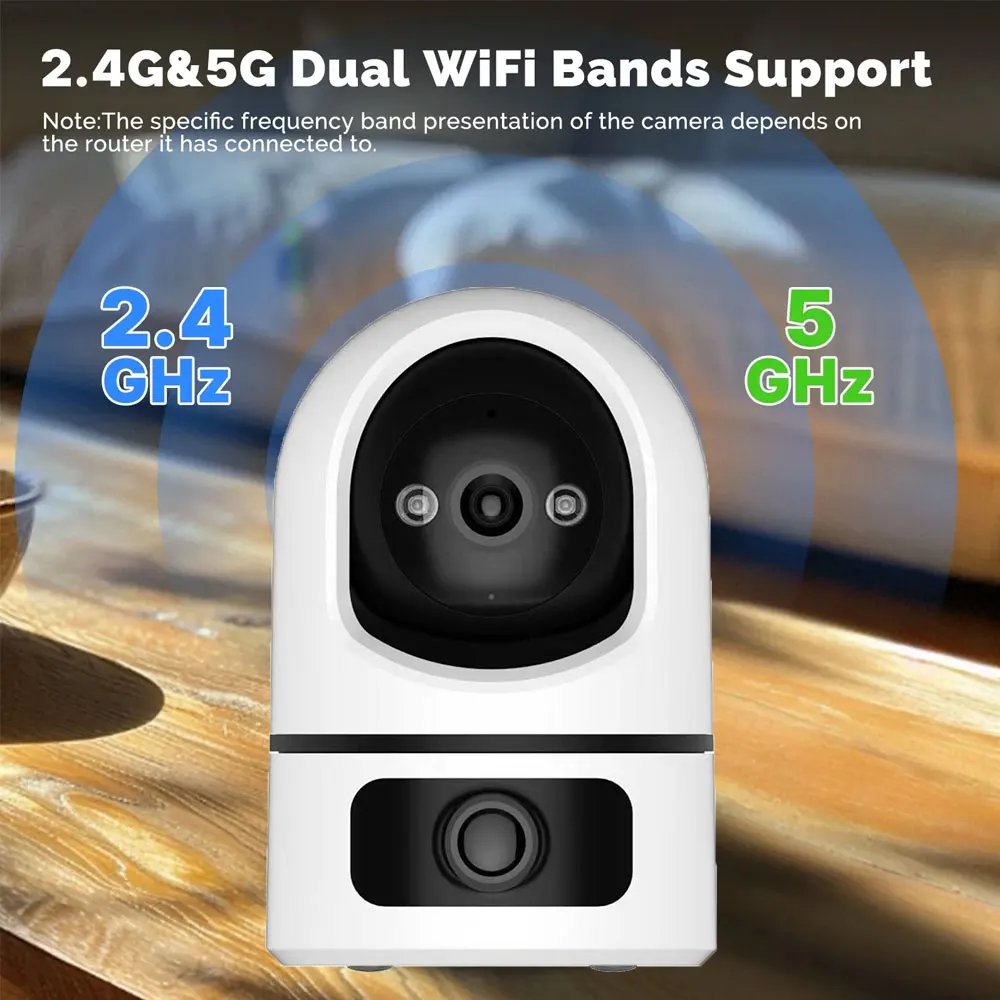 Tuya 4K 8MP WiFi Dual Lens Camera Indoor 2.4G/5G WIFI Security Camera Two-Way Audio Baby Monitor Color Night Vision Surveillance