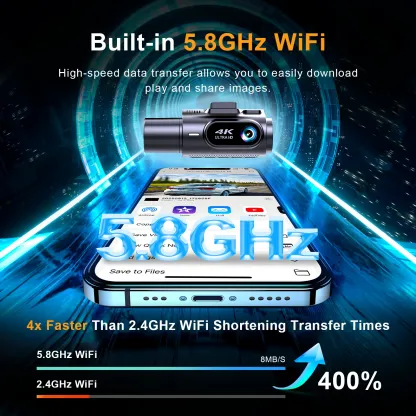 3 Channel 4K Dash Cam 5.8Ghz Wifi Dash Camera 4K+2K Front and Rear Inside Triple Car Camera Built-In GPS IR Night Vision Car DVR