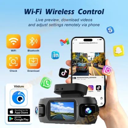 4 Channel 4K Dash Camera for Cars 360° Dashcam 4 Lens 1080p Front Left Right Rear Car DVR Built-in Wifi GPS WDR Night Vision Cam