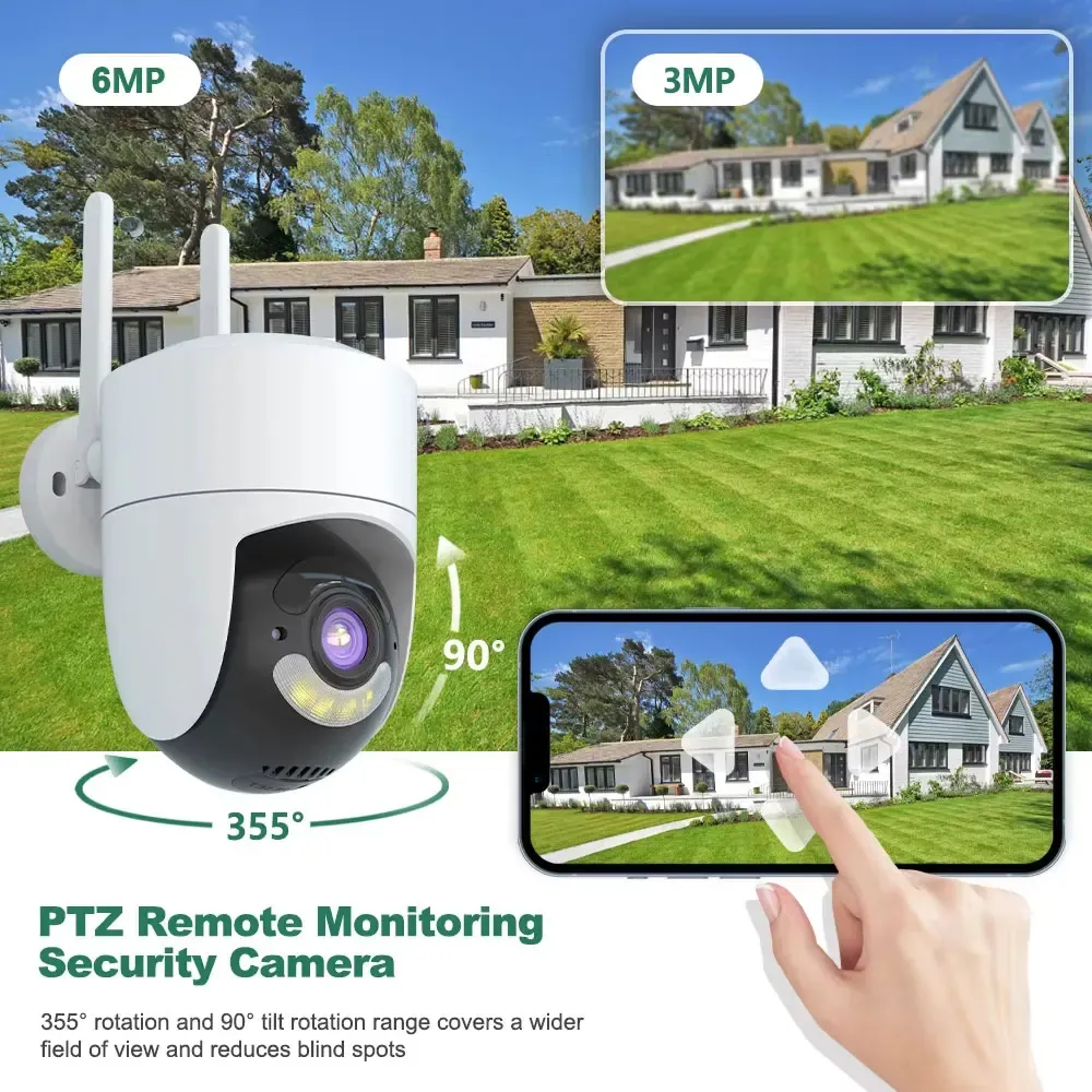 2K 6MP Tuya WiFi Camera Outdoor 2.4G/5G Wifi Surveillance Camera Security Protection Color Night Vision Support Onvif Video Cam