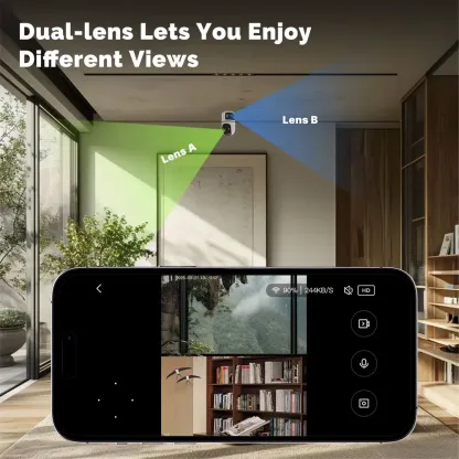 Tuya 4K 8MP WiFi Dual Lens Camera Indoor 2.4G/5G WIFI Security Camera Two-Way Audio Baby Monitor Color Night Vision Surveillance