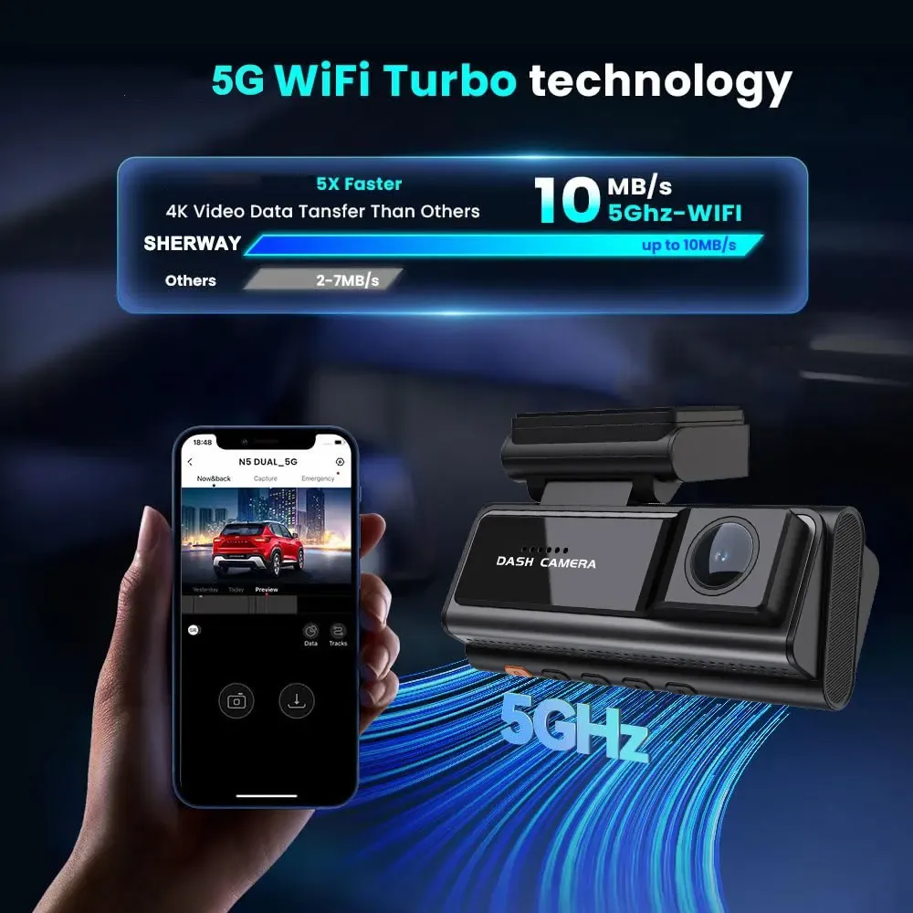 4K Dash Cam for Cars 5G WiFi GPS Car DVR 2 Channel Front and Rear 2.5K Car Camera IR Night Vision Driving Auto Video Recorder