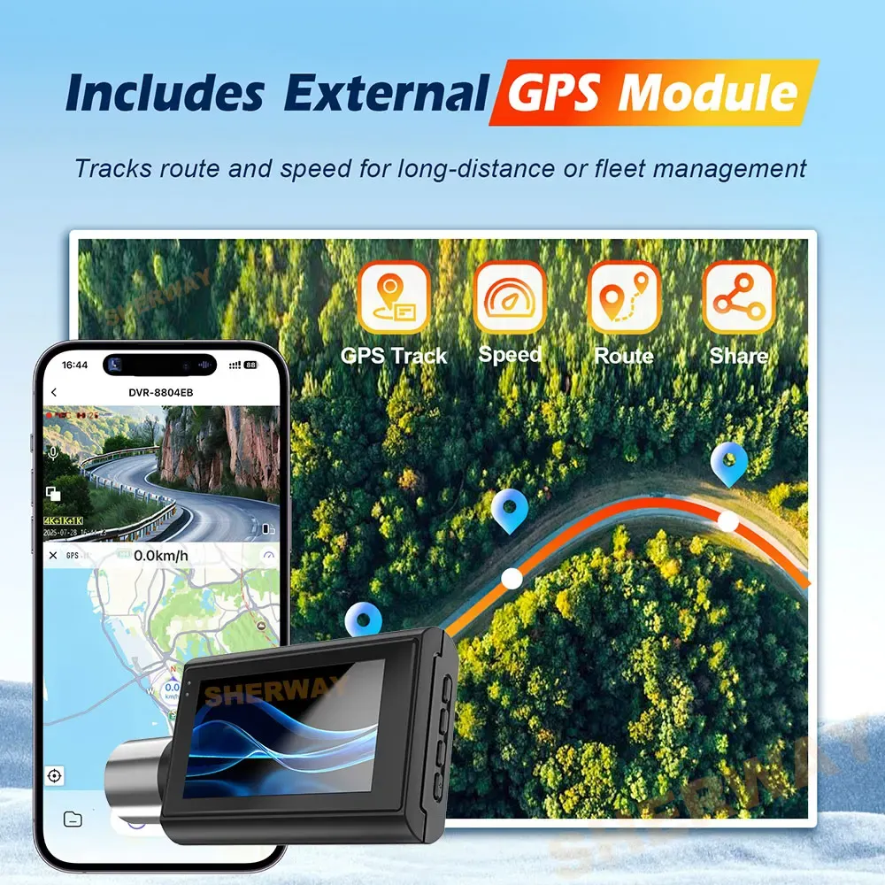 2 Channel Dash Cam 4K+4K Dual Dash Camera for Cars with 5GHz WiFi & GPS WDR Recorder Car DVR IR Night Vision 24H Parking Mode