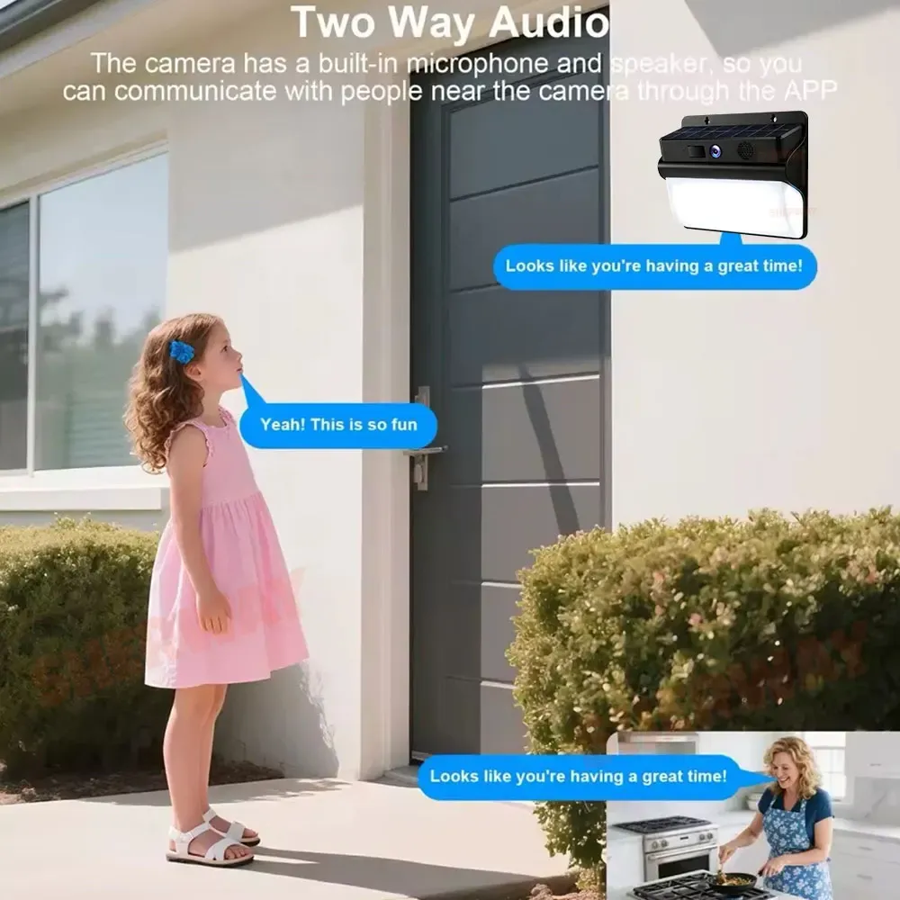 2K Solar Security Camera Tuya Smart Wifi Outdoor Wireless Battery Floodlight Camera 5MP Color Night Vision CCTV PIR Surveillance