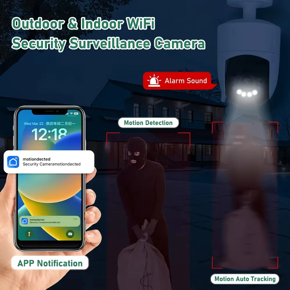 2K 6MP Tuya WiFi Camera Outdoor 2.4G/5G Wifi Surveillance Camera Security Protection Color Night Vision Support Onvif Video Cam