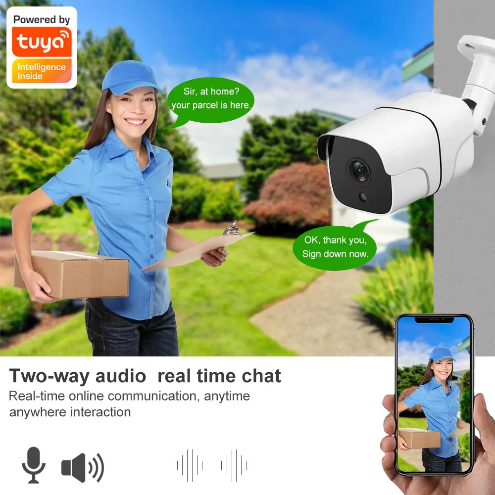 Tuya 5G Wifi IP Camera Outdoor Bullet 5MP Home Security Camera Motion Detection 1080P HD Color Night Vision Audio Surveillance