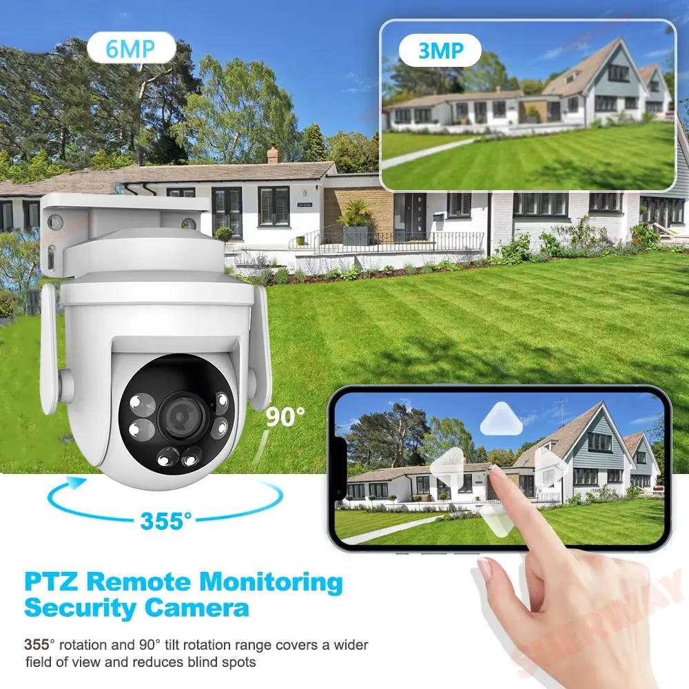 Tuya 2K 6MP WIFI Security Camera Outdoor 5G Wifi PTZ IP Home Cam CCTV Surveillance AI Tracking Baby Monitor Support Alexa/Goggle