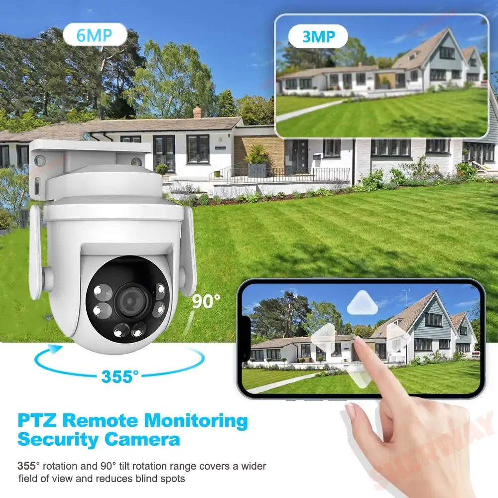 Tuya 2K 6MP WIFI Security Camera Outdoor 5G Wifi PTZ IP Home Cam CCTV Surveillance AI Tracking Baby Monitor Support Alexa/Goggle