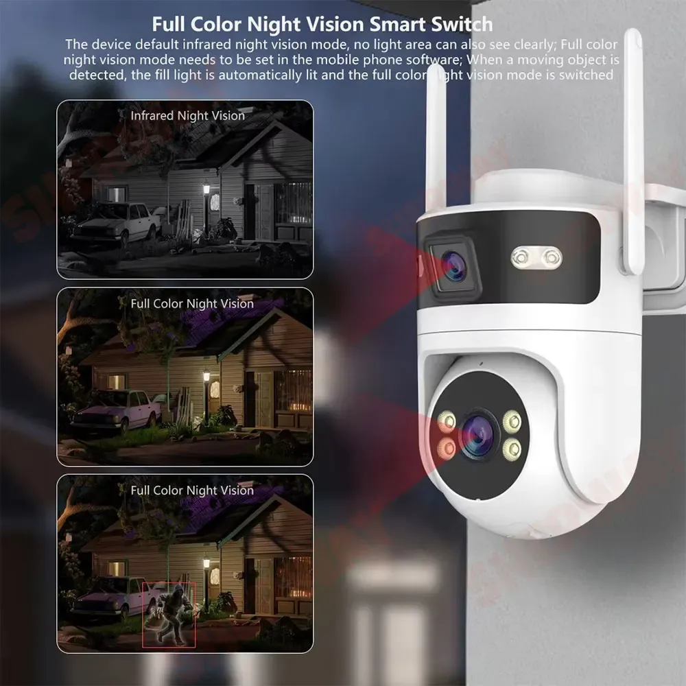 Tuya WiFi Outdoor Dual Lens Camera 4K 8MP Dual Screen PTZ Security Camera Motion Detection Auto Track CCTV Wireless Surveillance