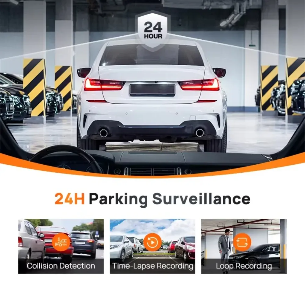 Dash Cam 4k+2K Front Rear Car Camera 4" Touch Screen Car DVR Camera Built-in GPS WiFi 24H Parking Monitor Night Vision Black Box