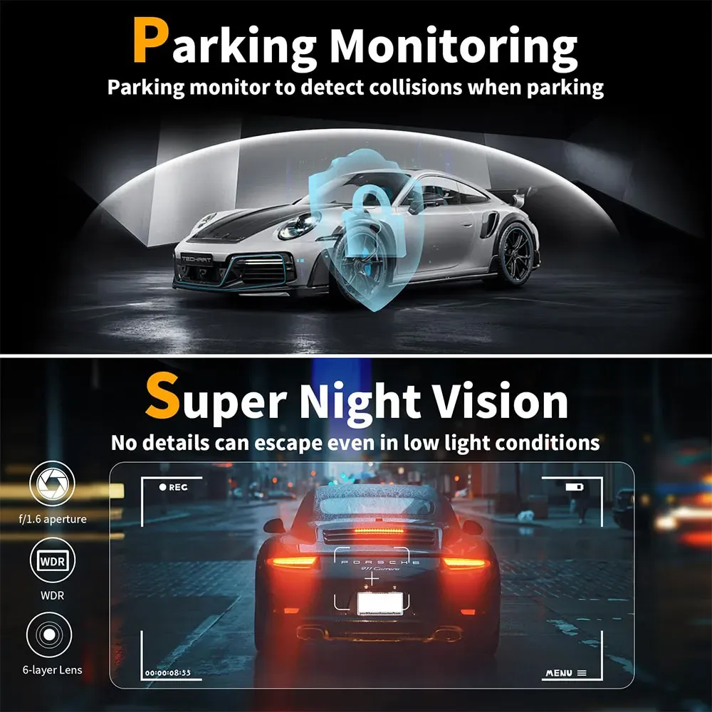 2 Channel 4K+2K ADAS Front Rear Dash Camera for Cars Built-in 5G Wifi GPS Car DVR 24H Parking Driving Video Recorder Black Box