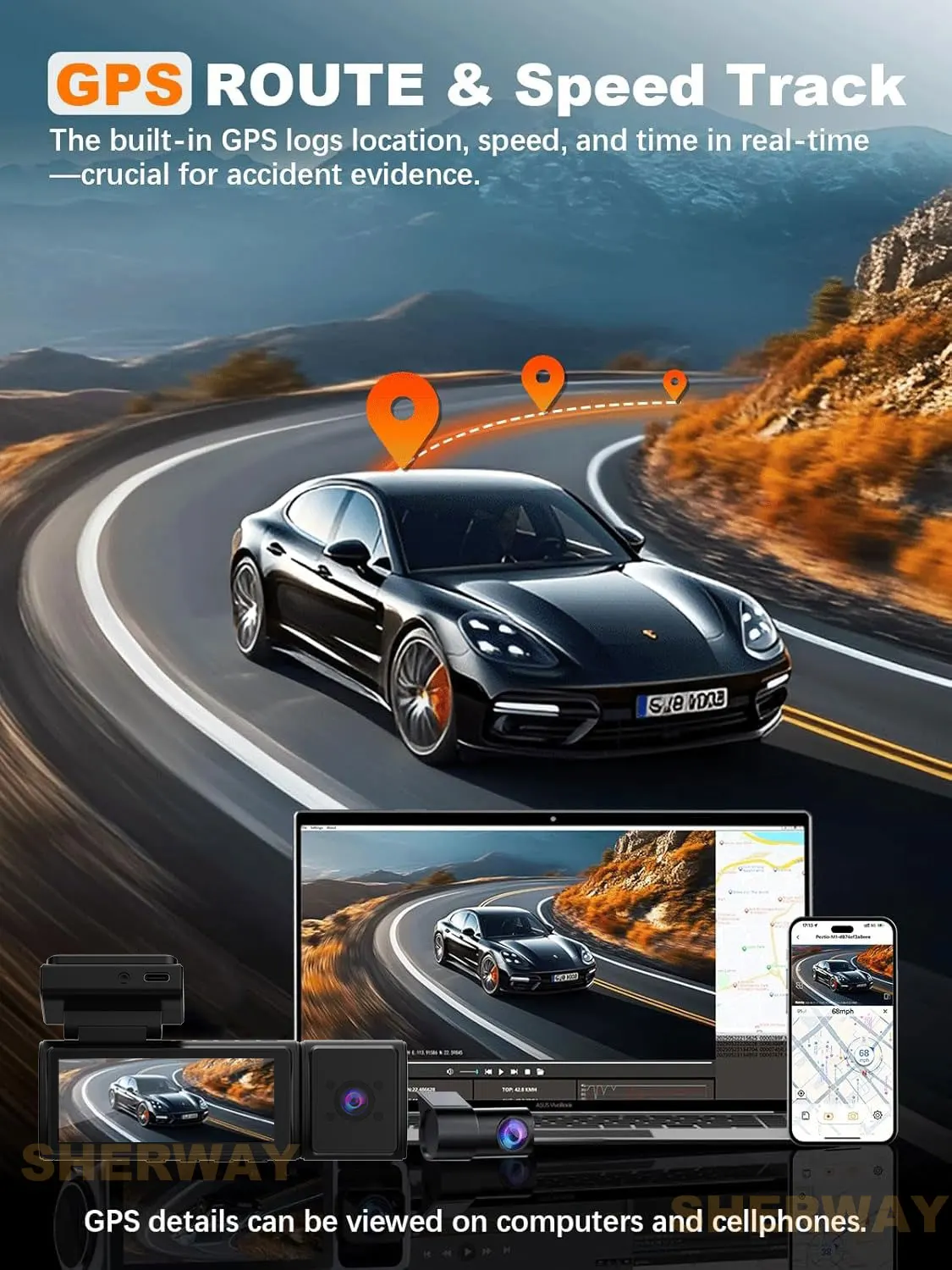 3 Channel Dash Cam 4K Auto ADAS 5GHz WiFi Dash Car Camera Support Front Rear and Interior Dashcam with GPS Night Vision Car DVR