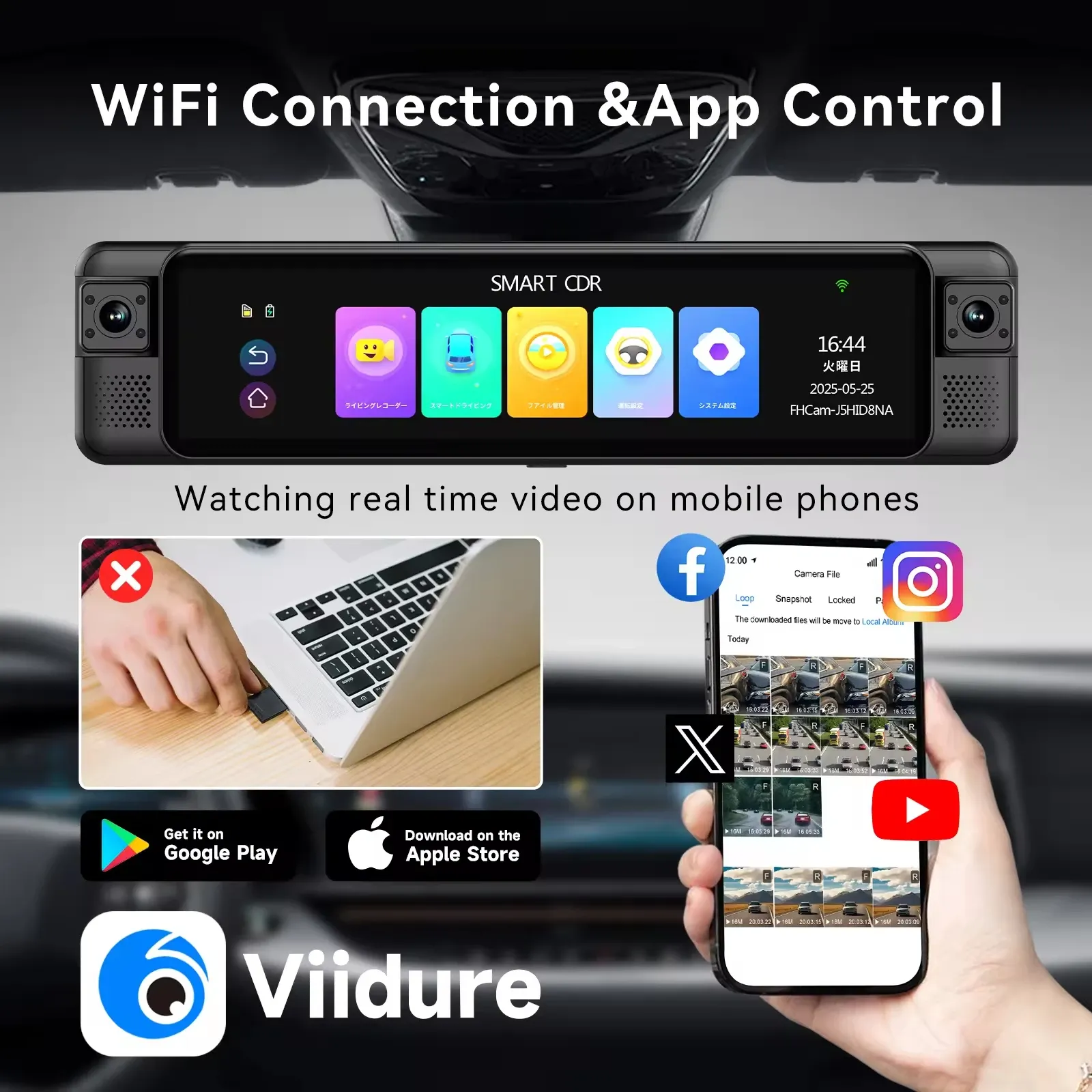 4K Dash Cam 4 Channel 360° Rearview Mirror Dashcam Front Left Right Rear ADAS Dash Camera for Cars Touch Screen Video Recorder