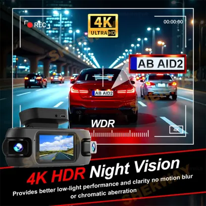 4 Channel 4K Dash Camera for Cars 360° Dashcam 4 Lens 1080p Front Left Right Rear Car DVR Built-in Wifi GPS WDR Night Vision Cam