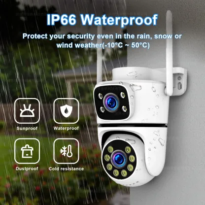 4K Tuya Home Security Outdoor 5G Wifi Camera Dual Lens Dual Screen Alexa Google Camera Surveillance IR Night Vision 10x Zoom Cam