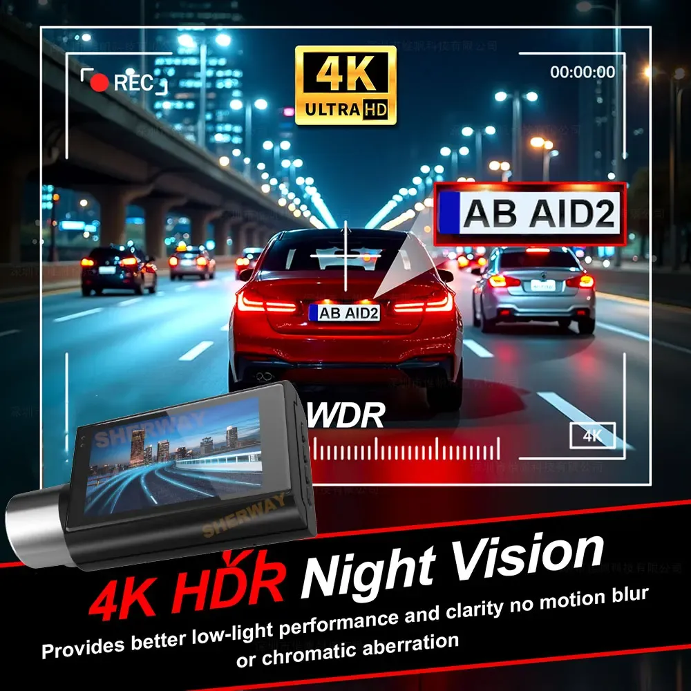 2 Channel Dash Cam 4K+4K Dual Dash Camera for Cars with 5GHz WiFi & GPS WDR Recorder Car DVR IR Night Vision 24H Parking Mode