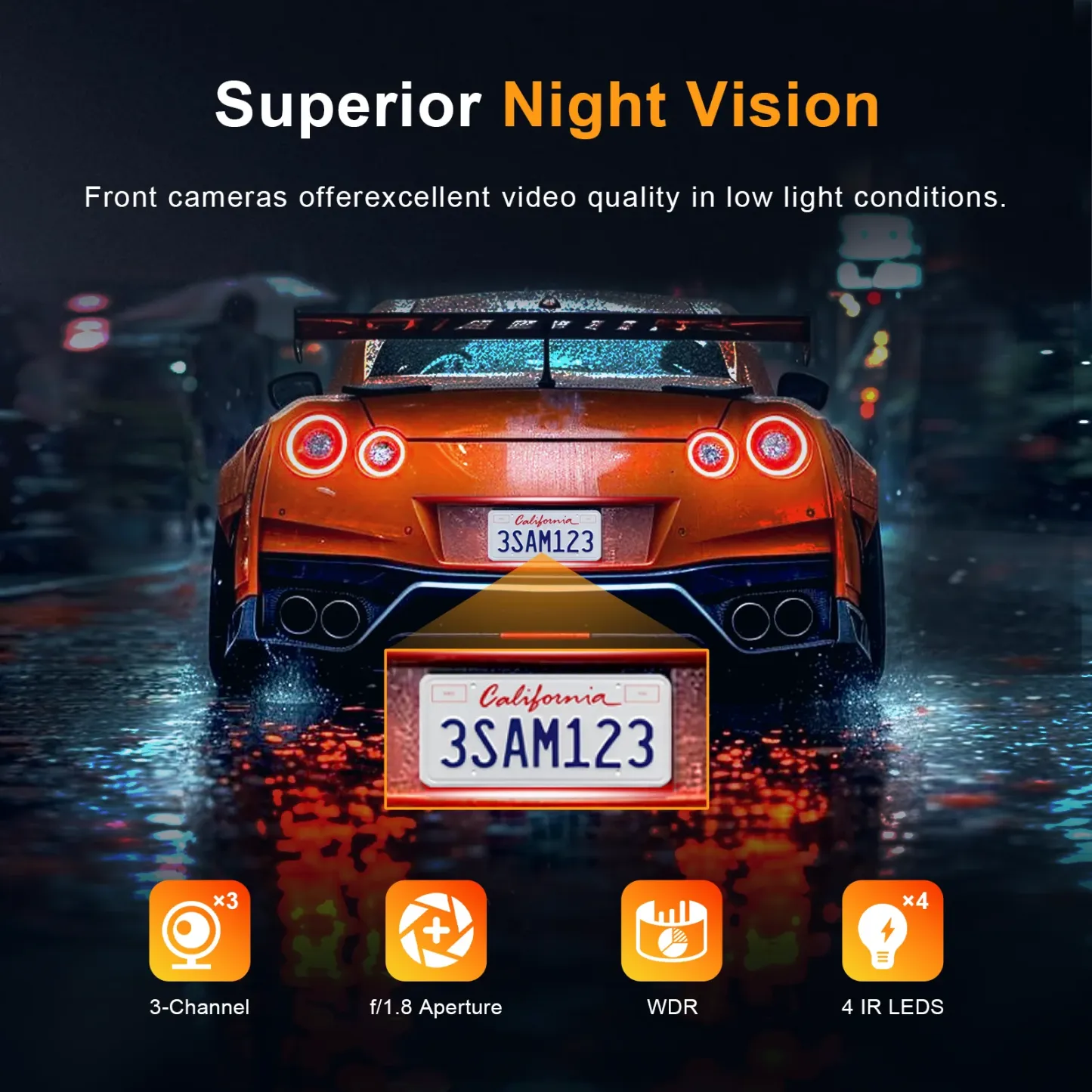 3 Channel 4K Dash Cam 5.8Ghz Wifi Dash Camera 4K+2K Front and Rear Inside Triple Car Camera Built-In GPS IR Night Vision Car DVR