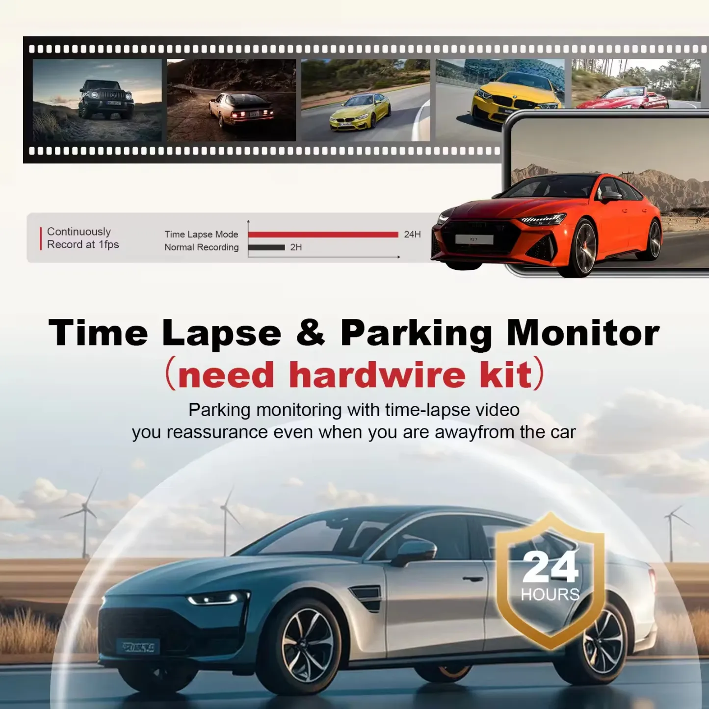 4K Dash Cam 4 Channel 360° Rearview Mirror Dashcam Front Left Right Rear ADAS Dash Camera for Cars Touch Screen Video Recorder