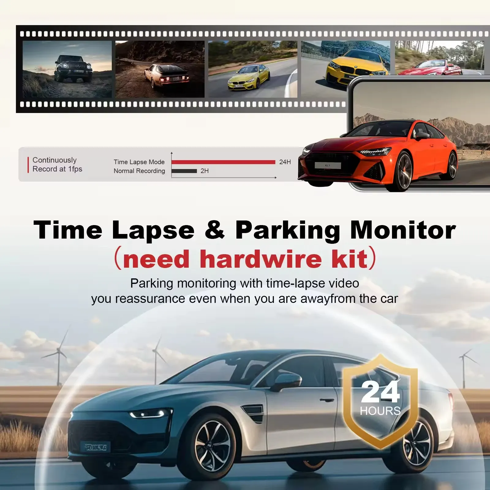 4K Dash Cam 4 Channel 360° Rearview Mirror Dashcam Front Left Right Rear ADAS Dash Camera for Cars Touch Screen Video Recorder