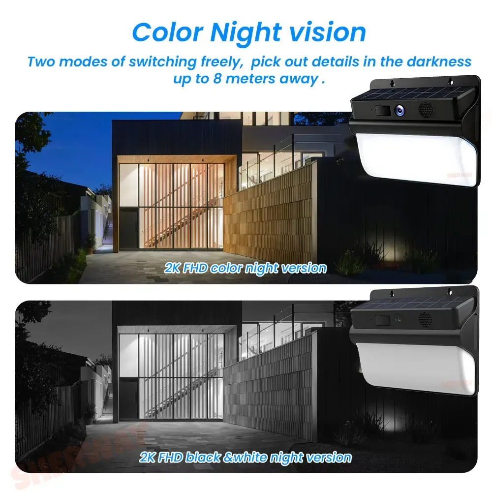 2K Solar Security Camera Tuya Smart Wifi Outdoor Wireless Battery Floodlight Camera 5MP Color Night Vision CCTV PIR Surveillance