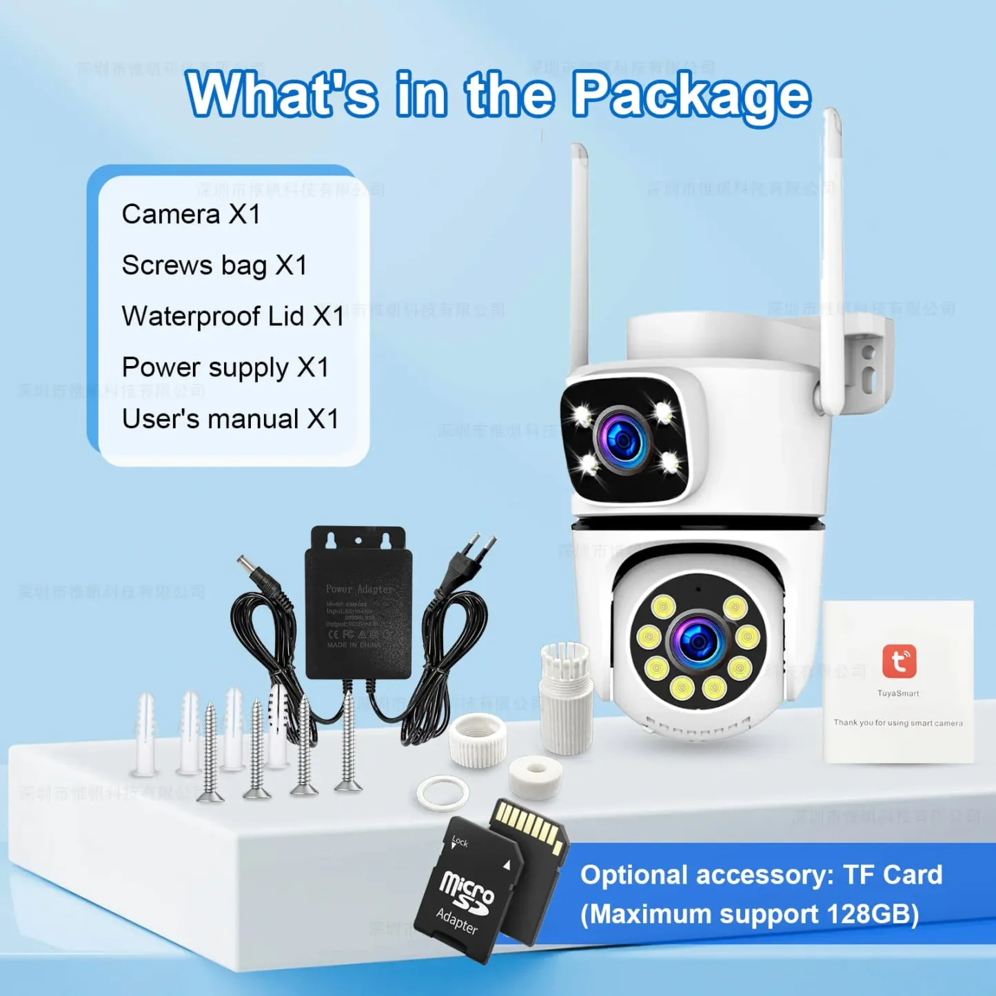 4K Tuya Home Security Outdoor 5G Wifi Camera Dual Lens Dual Screen Alexa Google Camera Surveillance IR Night Vision 10x Zoom Cam