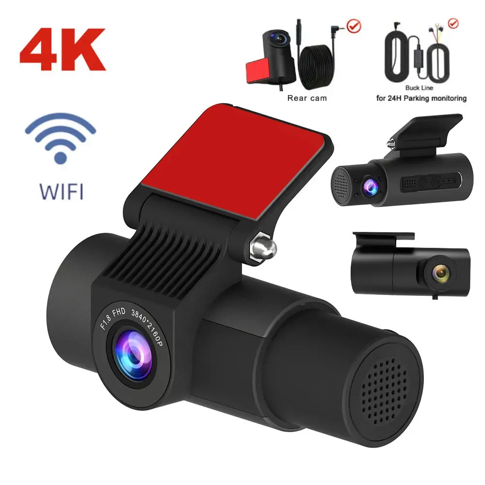 3 Channel Dash Cam for Car Camera UHD 4K 3-Lens Inside Vehicle Dashcam Built-in GPS Wifi Auto Record Car DVR 3CH Video Recorder