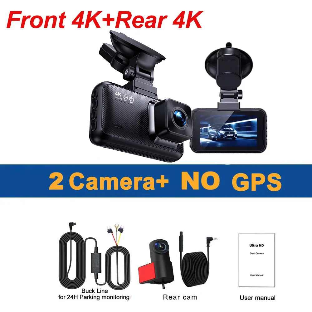 4K Dash Cam Front and Rear Built-in GPS 5G WiFi Dual Dash Camera for Cars with App 170°Wide Angle WDR HD Night Vision Car DVR