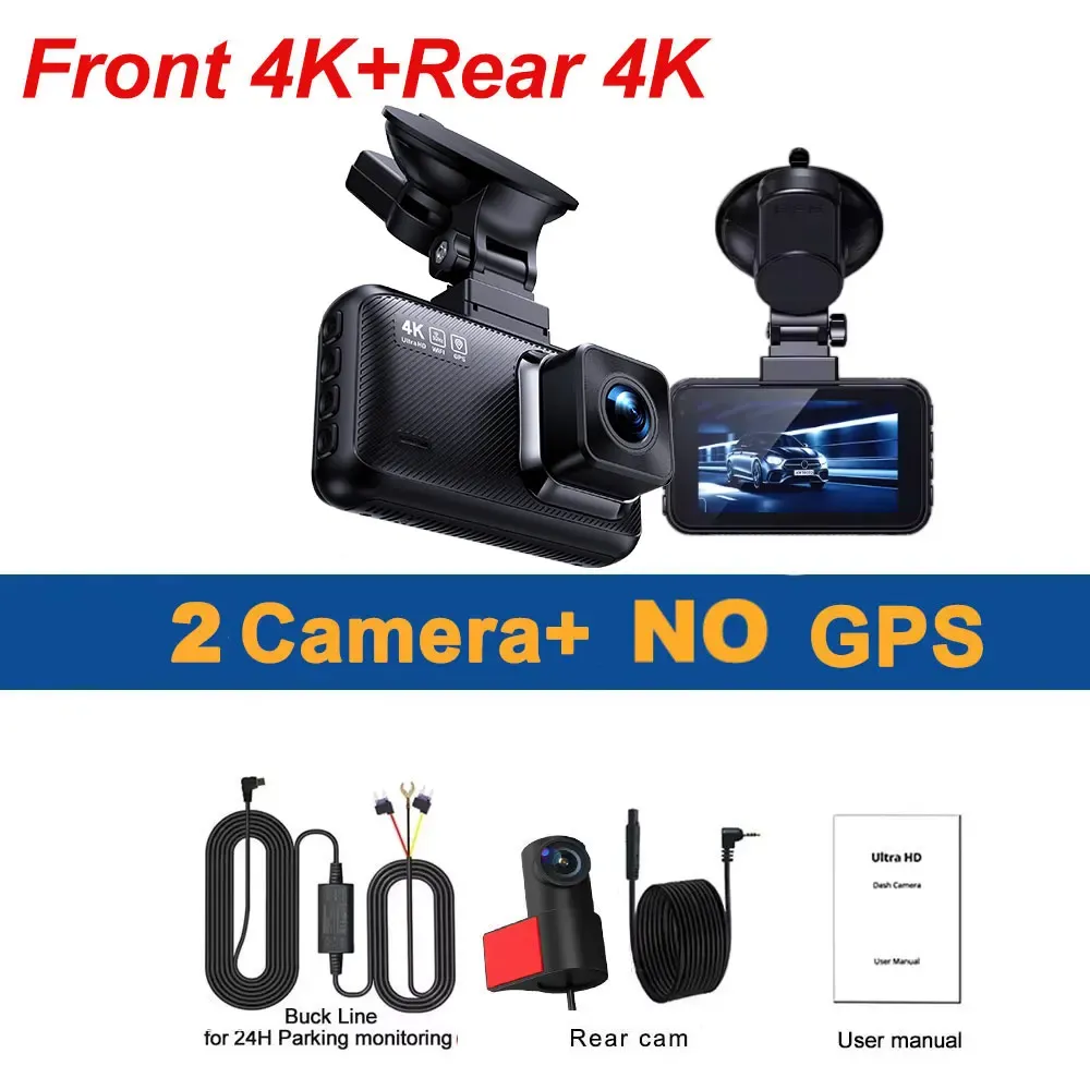 4K Dash Cam Front and Rear Built-in GPS 5G WiFi Dual Dash Camera for Cars with App 170°Wide Angle WDR HD Night Vision Car DVR