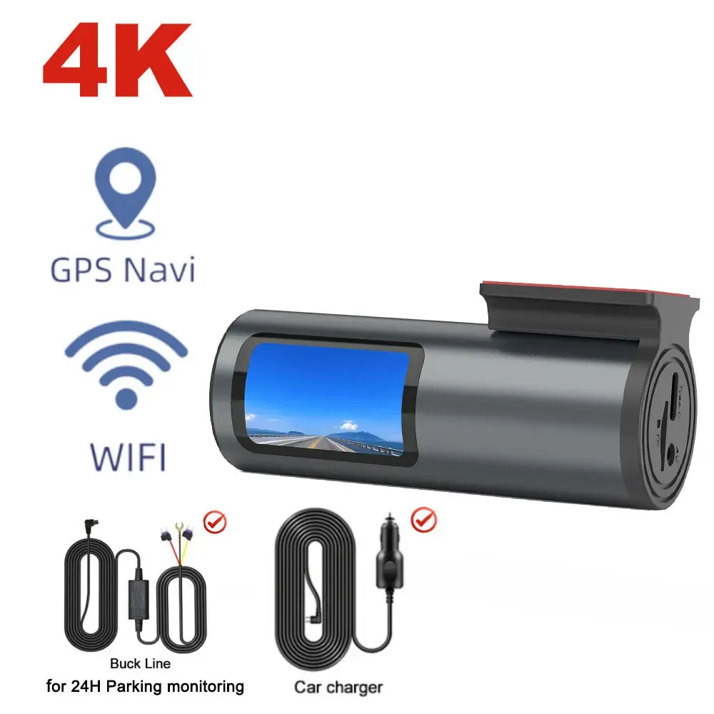 4K Dash Cam Auto Dashcam Mini Front GPS Car Camera G-Sensor WiFi WDR Night Vision 24H Parking Monitor Car DVR Video Recording