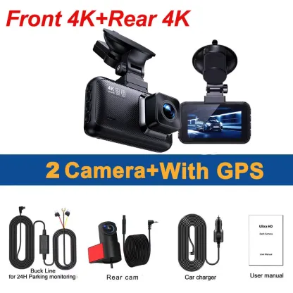 4K Dash Cam Front and Rear Built-in GPS 5G WiFi Dual Dash Camera for Cars with App 170°Wide Angle WDR HD Night Vision Car DVR