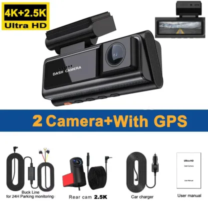 4K Dash Cam for Cars 5G WiFi GPS Car DVR 2 Channel Front and Rear 2.5K Car Camera IR Night Vision Driving Auto Video Recorder