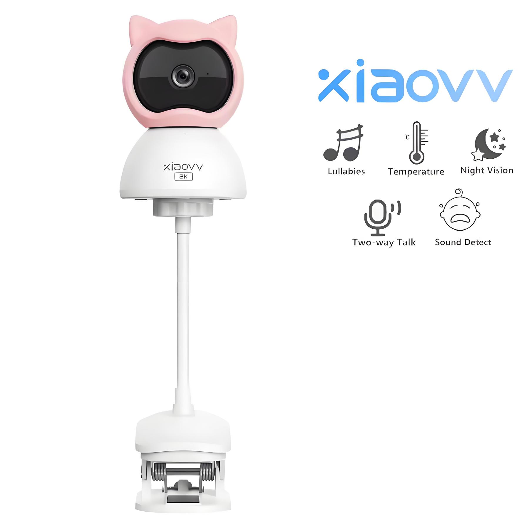 4MP 2K WiFi Indoor Baby Monitor Crying Detection Full-color Night Vision 360 Degree Rotating Baby Camera with Holder Xiaovv APP
