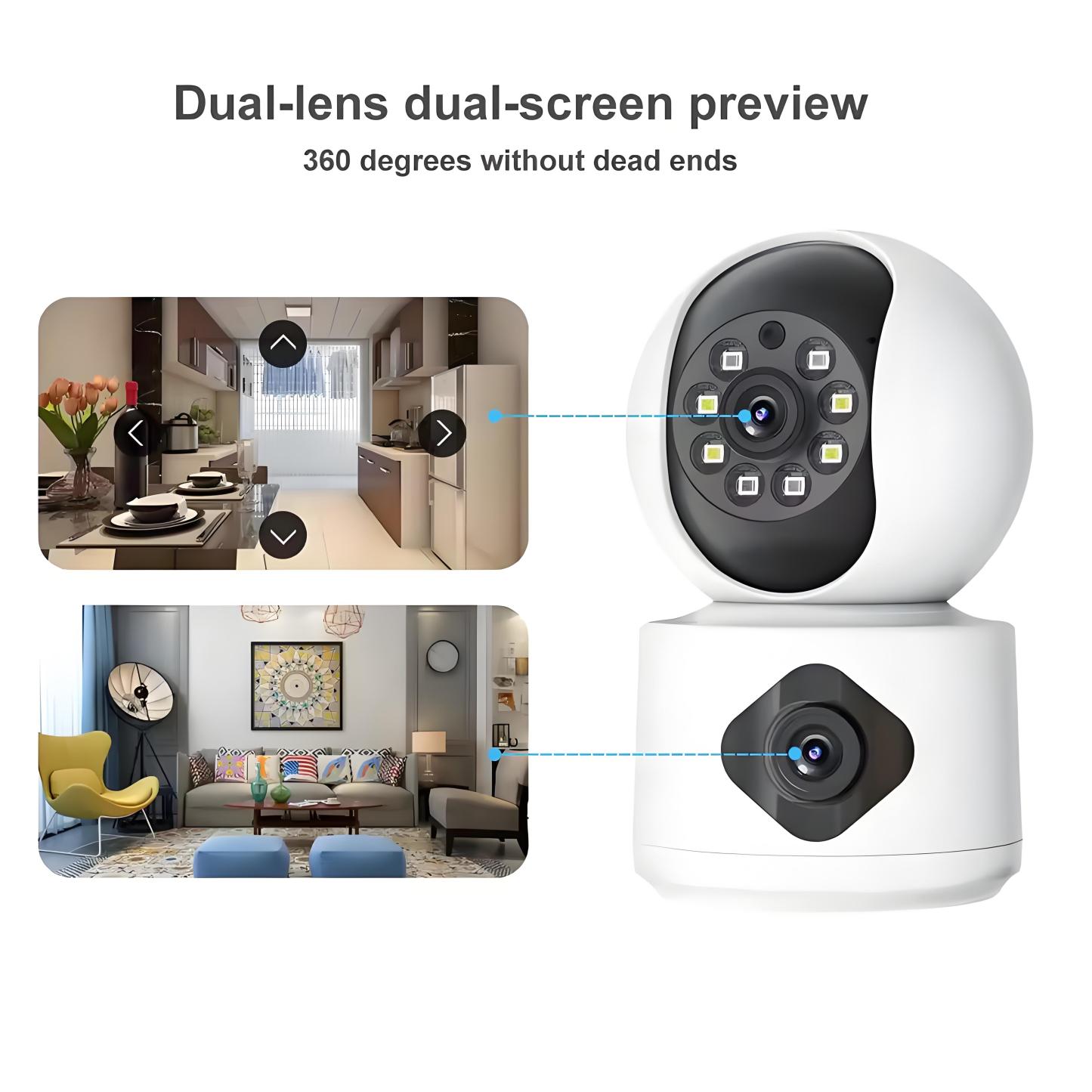 8MP 5G WiFi Camera Indoor Dual Lens Baby Monitor Color Night Vision Camera 4k Dual Screen Auto Tracking Video Surveillance