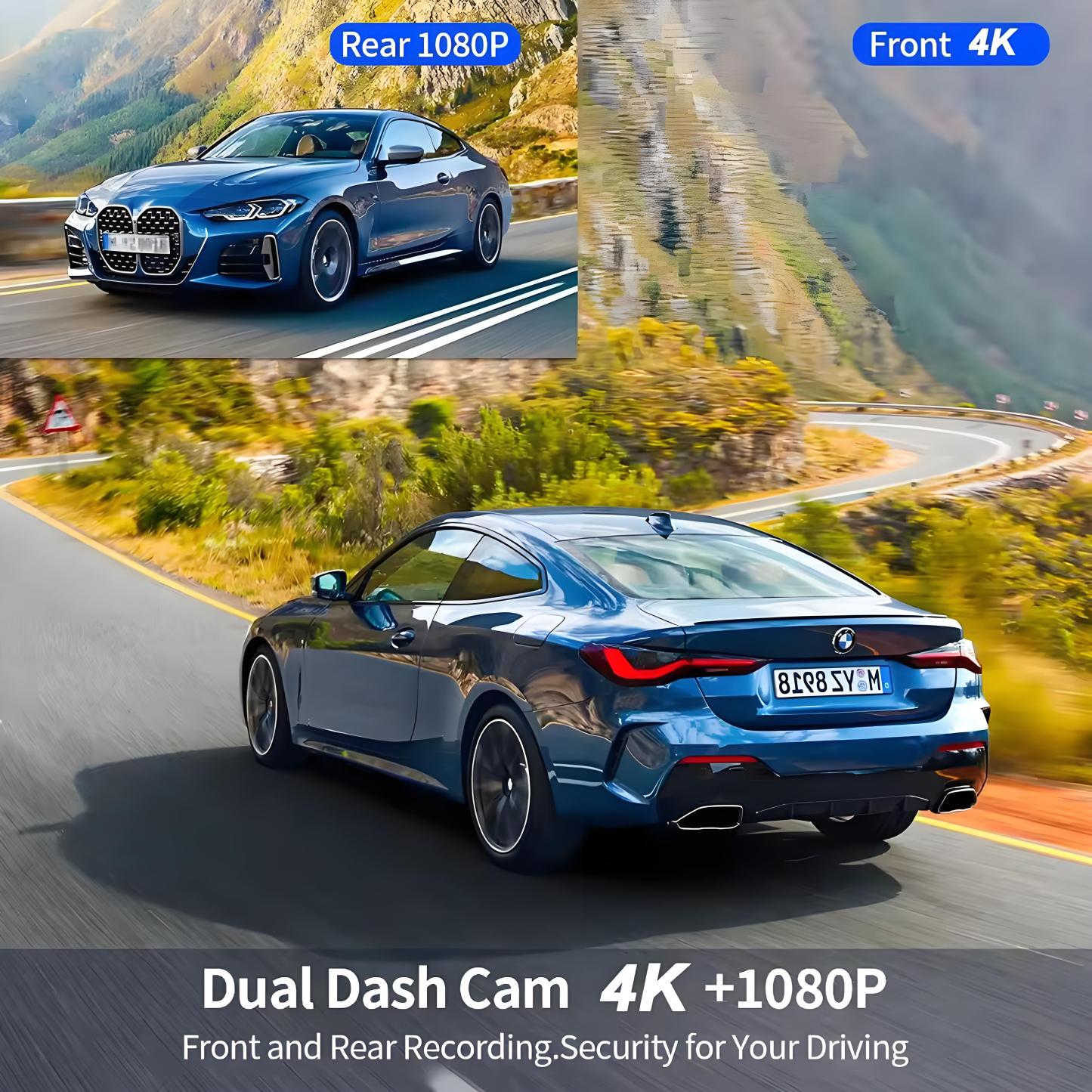 4K WIFI Dual Camera Dash Cam for Cars HD Front and Rear Car DVR GPS Video Recorder 24H Parking Monitor Black Box Car Accessories