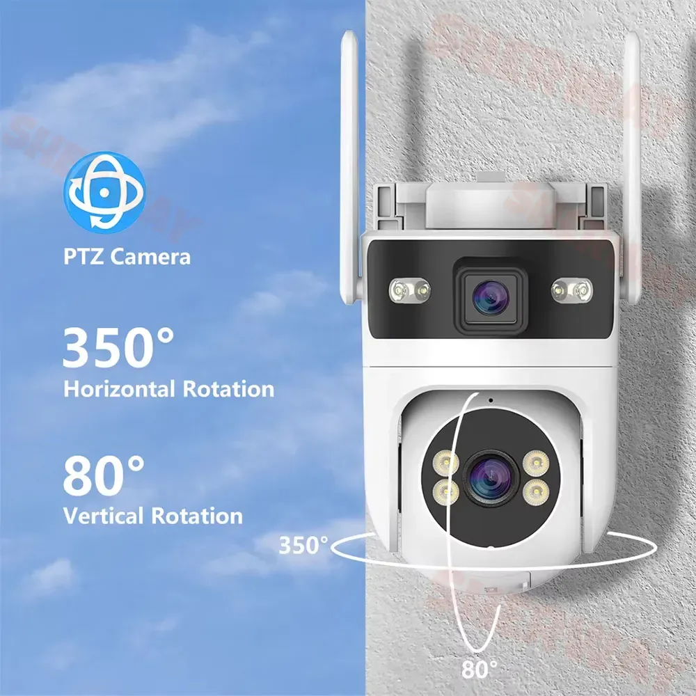 Tuya WiFi Outdoor Dual Lens Camera 4K 8MP Dual Screen PTZ Security Camera Motion Detection Auto Track CCTV Wireless Surveillance